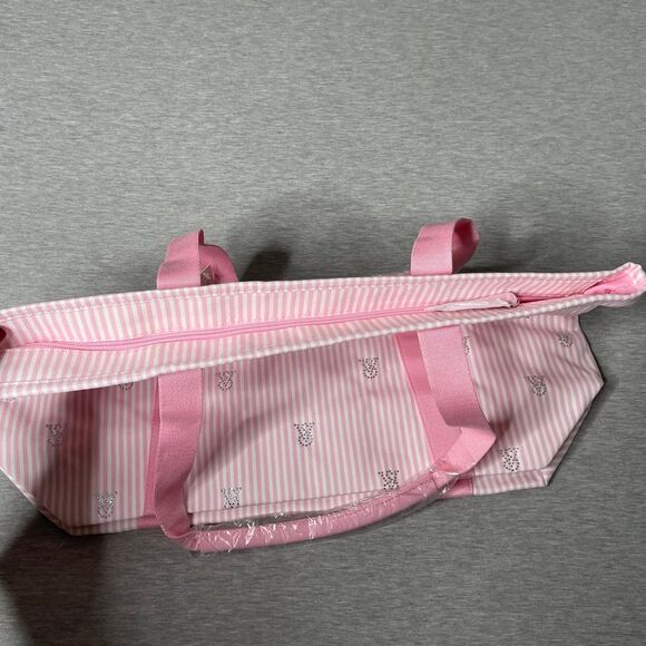 Victoria’s Secret Heritage Stripe Rhinestone Embellished Canvas Tote Bag - Picture 2 of 10